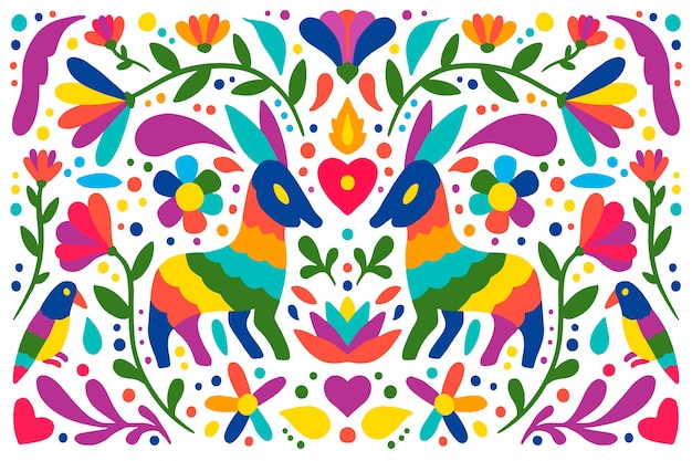 Flat design colorful mexican wallpaper