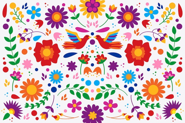 Flat design colorful mexican wallpaper