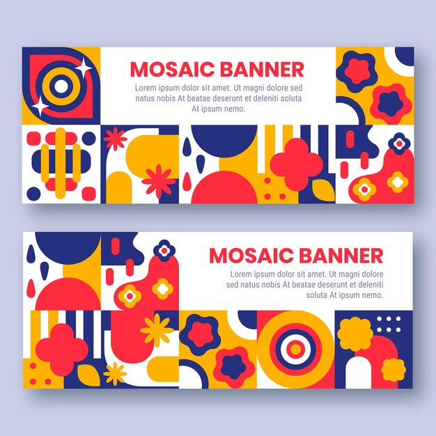 Flat design colorful mosaic banners