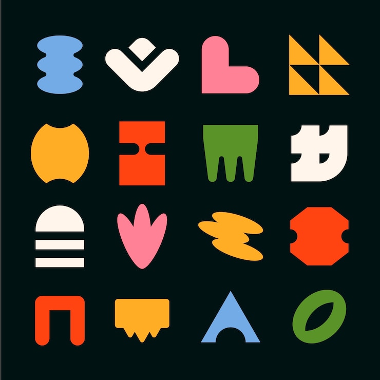Free Vector flat design colorful retro geometric shape illustration