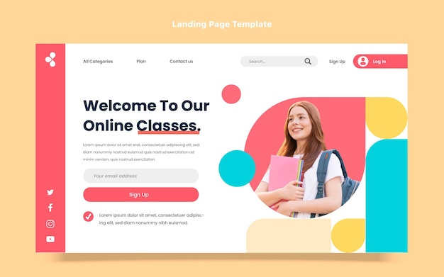 Free vector flat design colorful technology landing page