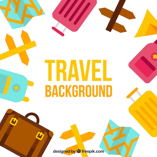 Free vector flat design colorful travel background