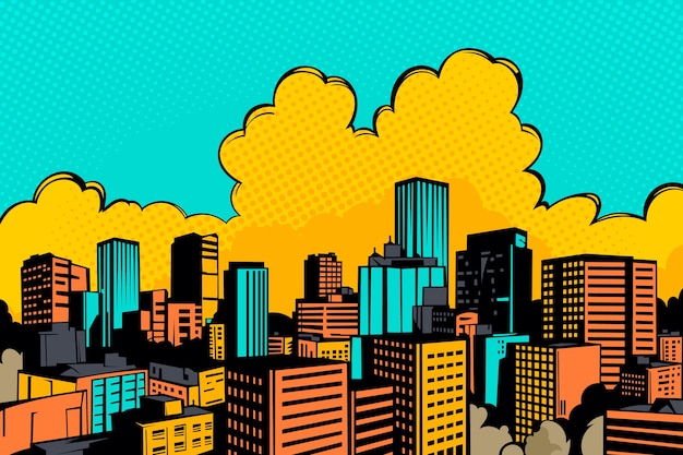 Free vector flat design comic book city background