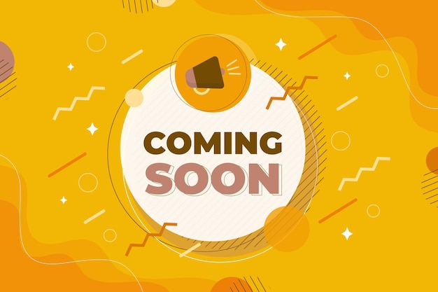 Flat design coming soon promo background