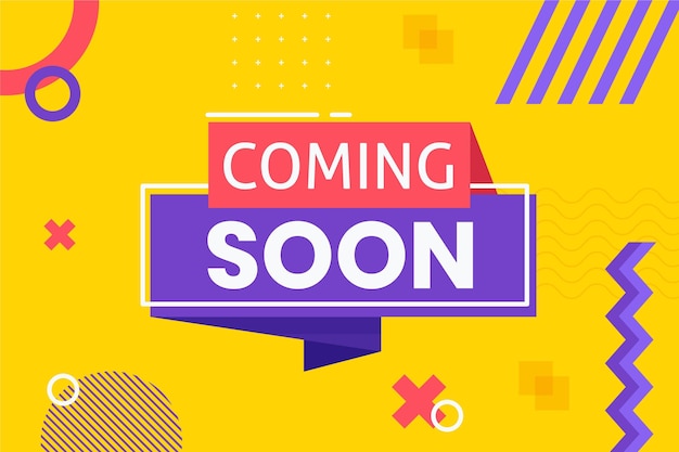 Flat design coming soon promo background