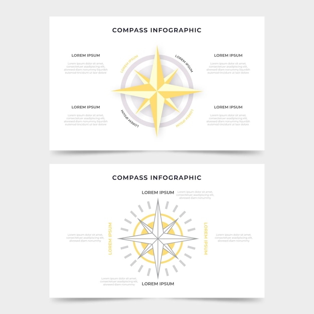 Free vector flat design compass infographics