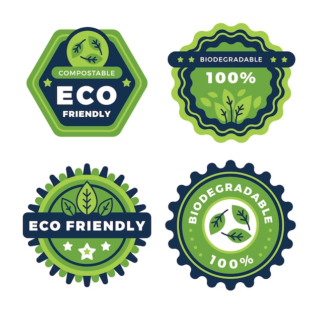 Free vector flat design compostable labels and stamps