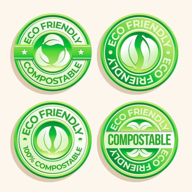 Free vector flat design compostable labels and stamps