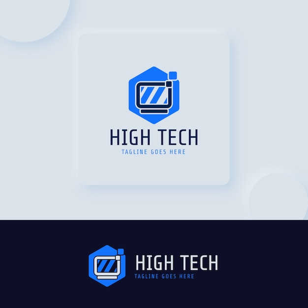 フラットデザインのコンピューターのロゴのテンプレート