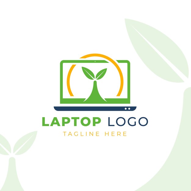 フラットデザインのコンピューターのロゴのテンプレート