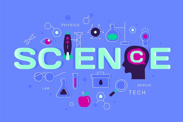 Flat design concept science word