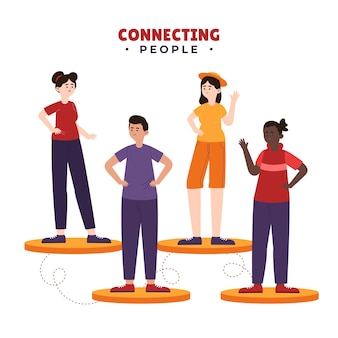 Flat design connecting people graphics