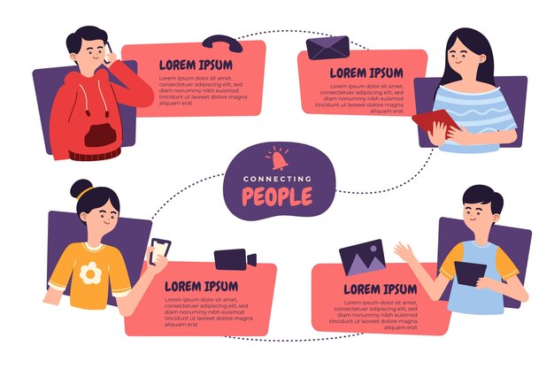 Flat design connecting people infographic