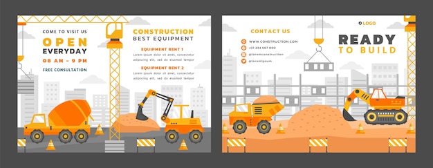 Flat design construction brochure