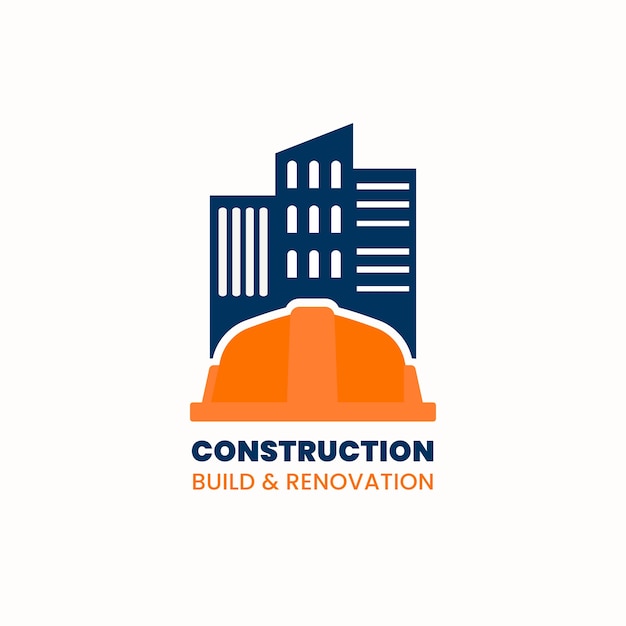 フラットなデザインの建設会社のロゴ