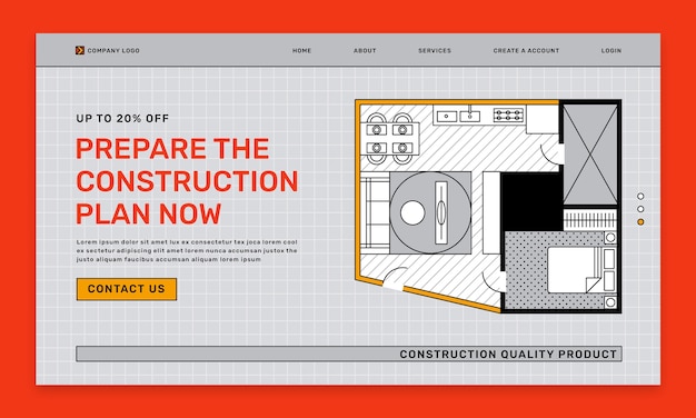 Flat design construction  design template