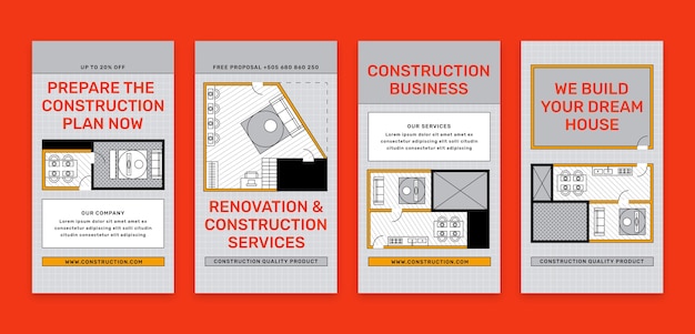 Flat design construction  design template