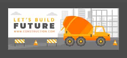 Free vector flat design construction facebook cover