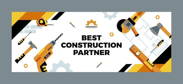flat design construction facebook cover