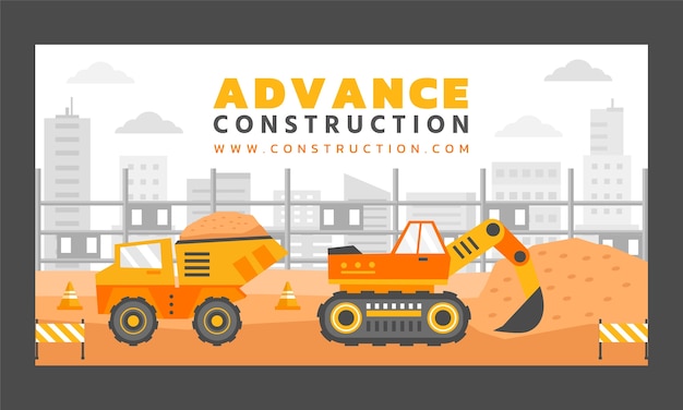 Flat design construction facebook template