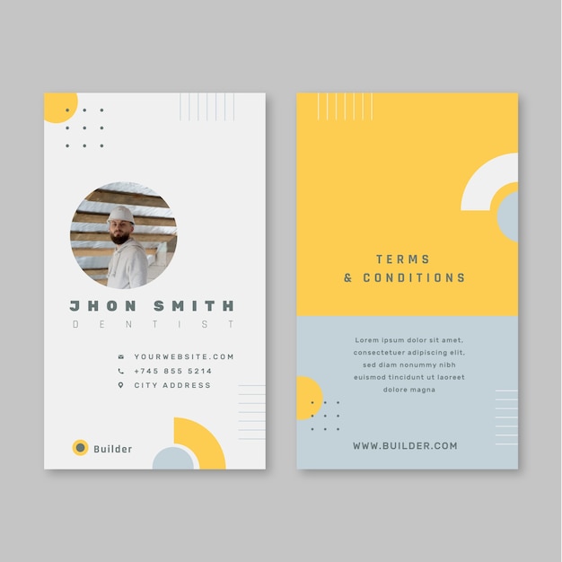 Free vector flat design construction id card