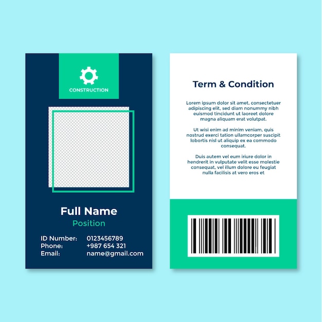 Free vector flat design construction id card