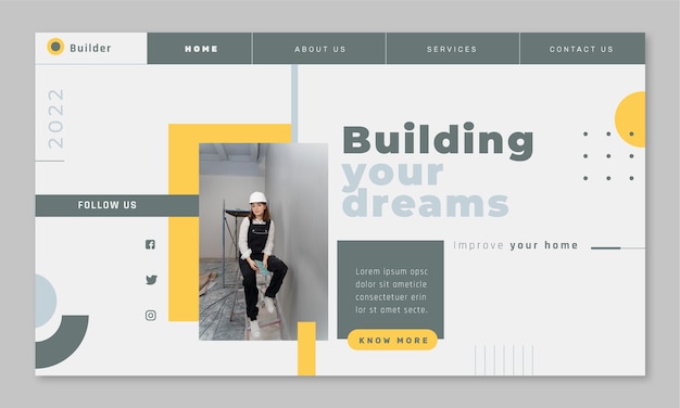 Free vector flat design construction landing page