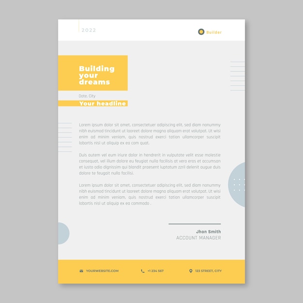 Free vector flat design construction letterhead