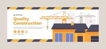 Free vector flat design construction project facebook cover