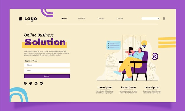 Flat design consultancy landing page template