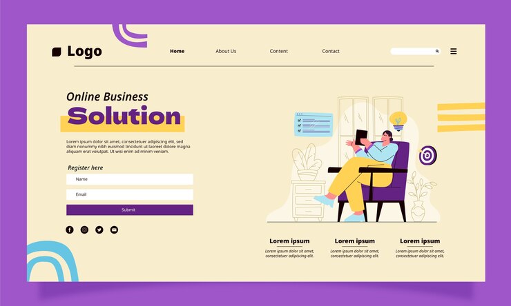 मुफ़्त वेक्टर flat design consultancy landing page template