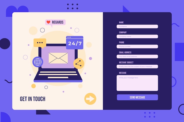 Free vector flat design contact form template