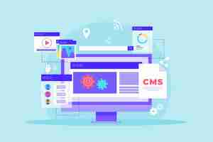 Free vector flat design content management system illustration