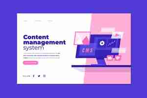 Free vector flat design content management system landing page