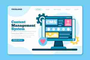 Free vector flat design content management system landing page