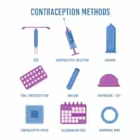 Free vector flat design contraception methods collection