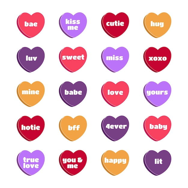 Flat design conversation hearts illustration pattern