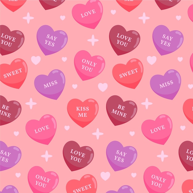 Flat design conversation hearts illustration pattern