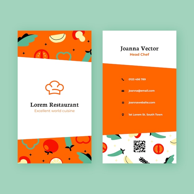 Flat design cooking class vertical business card