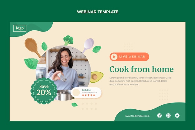 Flat design cooking class webinar