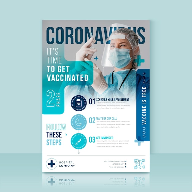 Free vector flat design coronavirus vaccination flyer