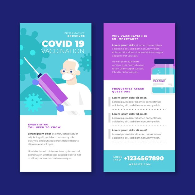 Flat design coronavirus vaccination informative brochure