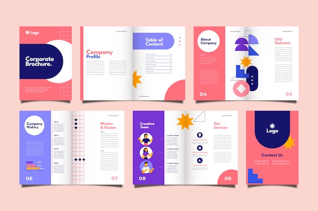 Free vector flat design corporate brochure template