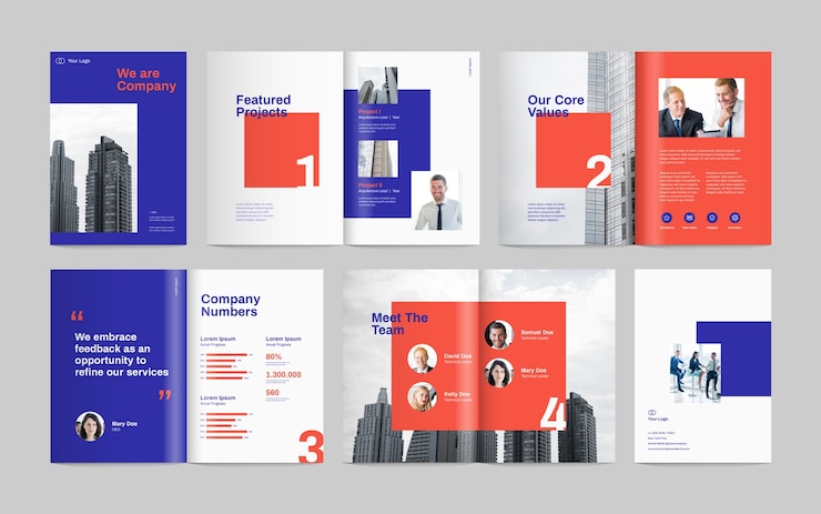 Free Vector flat design corporate brochure template