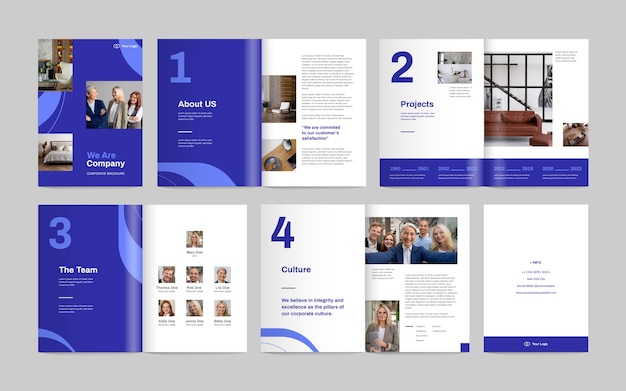 Free vector flat design corporate brochure template