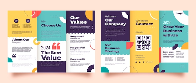 Шаблон корпоративной брошюры с плоским дизайном