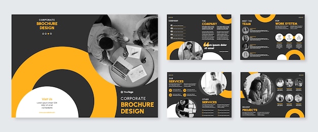 Vettore gratuito brochure aziendale dal design piatto