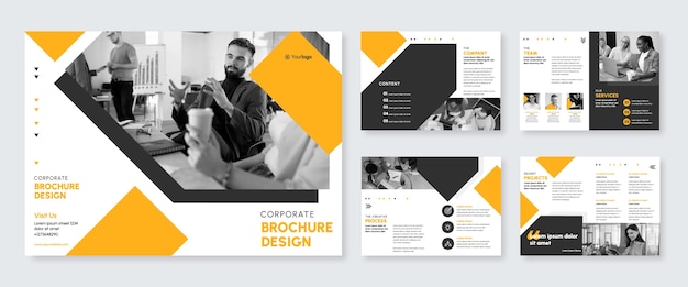 Vettore gratuito brochure aziendale dal design piatto