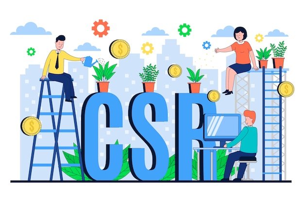 Free vector flat design corporate social responsibility concept illustration