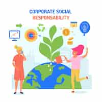 Free vector flat design corporate social responsibility concept illustration